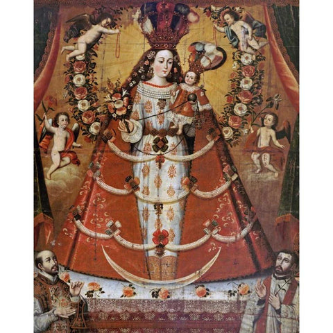 Our Lady of The Rosary Black Modern Wood Framed Art Print by Unknown