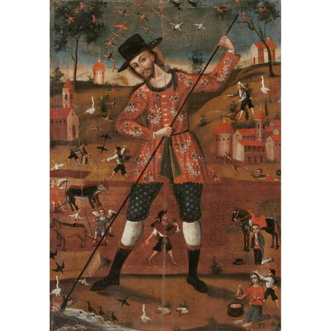 San Isidro Labrador Black Modern Wood Framed Art Print by Unknown