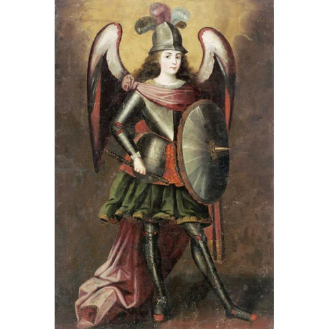 Archangel Michael Black Modern Wood Framed Art Print with Double Matting by Unknown