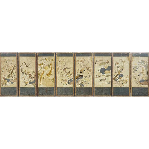 Birds and Flowers White Modern Wood Framed Art Print by Unknown