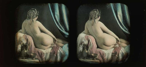 Reclining Nude Black Ornate Wood Framed Art Print with Double Matting by Unknown