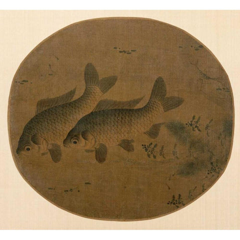 Pair of Fish Black Modern Wood Framed Art Print with Double Matting by Unknown