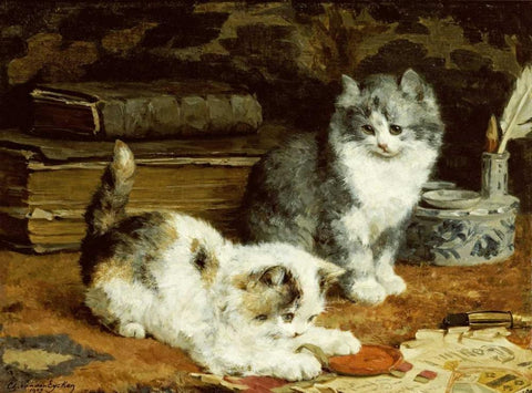 Signed and Sealed White Modern Wood Framed Art Print with Double Matting by Van Den Eycken, Charles