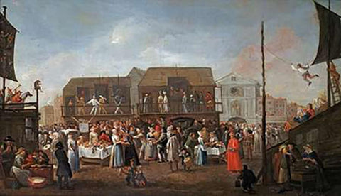 Bartholomew Fair White Modern Wood Framed Art Print with Double Matting by Heemskerk, Egbert Van