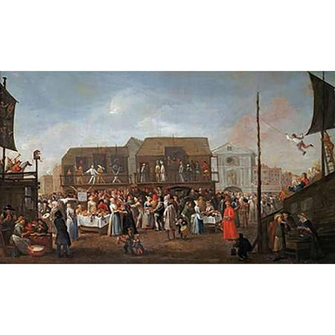 Bartholomew Fair Gold Ornate Wood Framed Art Print with Double Matting by Heemskerk, Egbert Van