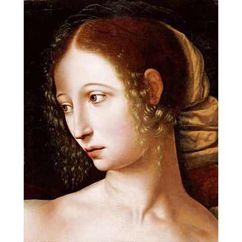 Lucretia: a Fragment Black Modern Wood Framed Art Print with Double Matting by Van Hemessen, Jan Sanders