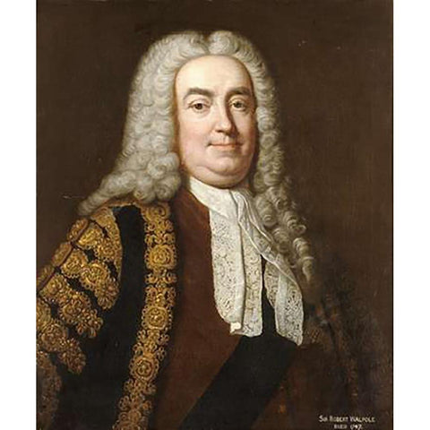 Portrait of Sir Robert Walpole Black Modern Wood Framed Art Print with Double Matting by Van Loo, Jean Baptiste