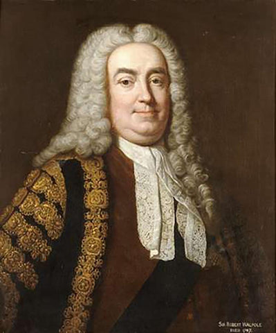 Portrait of Sir Robert Walpole White Modern Wood Framed Art Print with Double Matting by Van Loo, Jean Baptiste