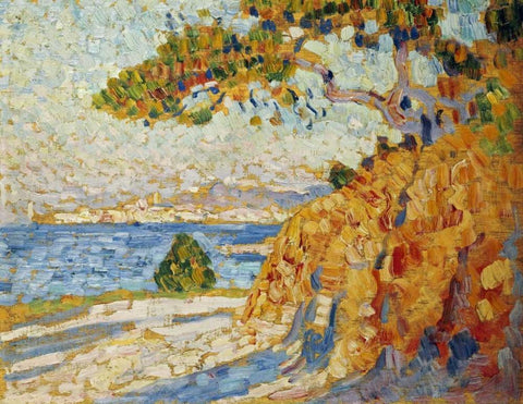 Countryside at Noon White Modern Wood Framed Art Print with Double Matting by Van Rysselberghe, Theo