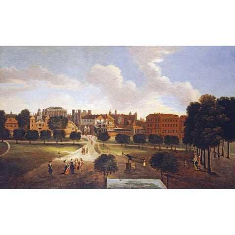 A View of Old Horse Guards Parade Gold Ornate Wood Framed Art Print with Double Matting by Van Wyck, Thomas