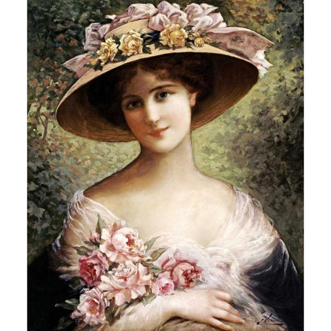 The Fancy Bonnet Gold Ornate Wood Framed Art Print with Double Matting by Vernon, Emile