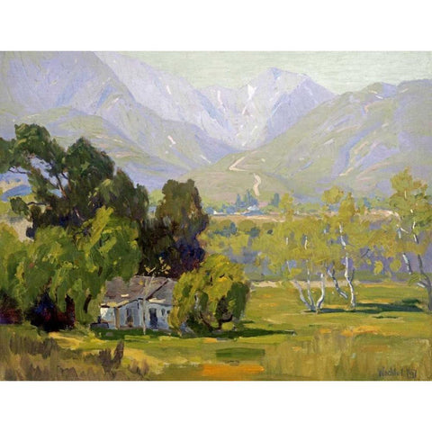 Canyon Near Ojai Gold Ornate Wood Framed Art Print with Double Matting by Wachtel, Elmer