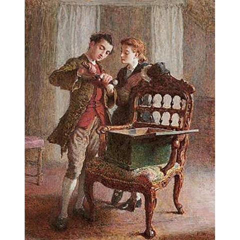 A Drawing Room Scene Black Modern Wood Framed Art Print with Double Matting by Walker, Frederick