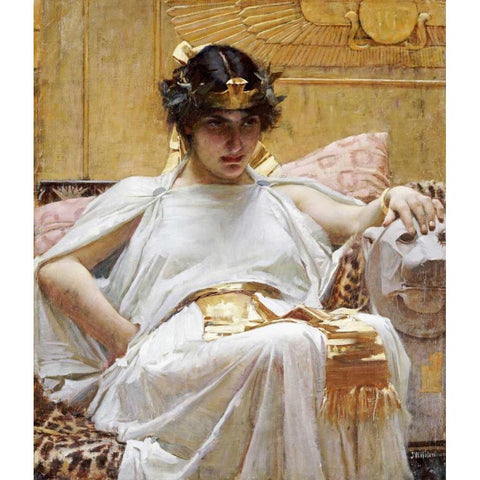 Cleopatra Gold Ornate Wood Framed Art Print with Double Matting by Waterhouse, John William