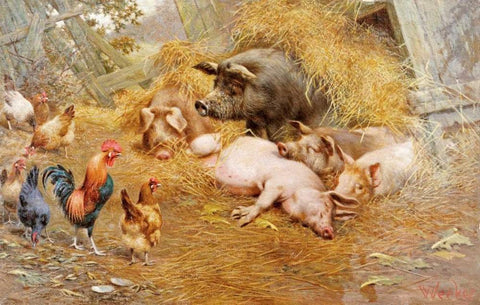 My Ladys at Home Black Ornate Wood Framed Art Print with Double Matting by Weekes, Herbert William