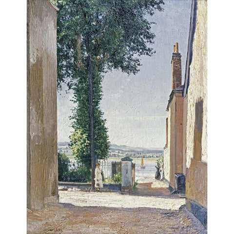 Waiting For The Ferry White Modern Wood Framed Art Print by Wells, William Page Atkinson