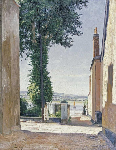 Waiting For The Ferry White Modern Wood Framed Art Print with Double Matting by Wells, William Page Atkinson