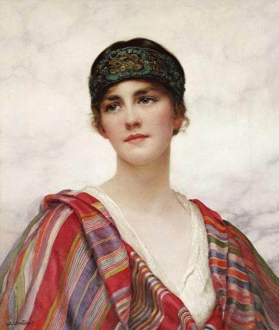 Cyrene Black Ornate Wood Framed Art Print with Double Matting by Wontner, William Clarke