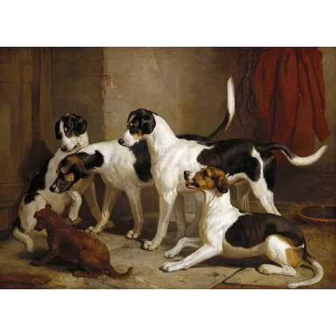 The Puckeridge Foxhounds Black Modern Wood Framed Art Print with Double Matting by Woodward, Thomas