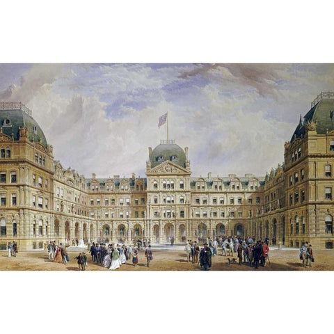 The Quadrangle of The New Liverpool Exchange Black Modern Wood Framed Art Print by Wyatt, Thomas Henry