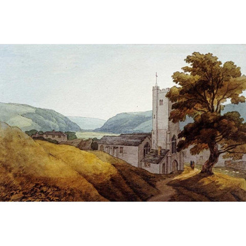 From The Churchyard at Dulverton, Somerset Gold Ornate Wood Framed Art Print with Double Matting by Abbott, John White