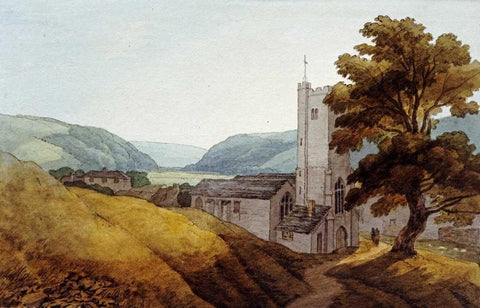 From The Churchyard at Dulverton, Somerset Black Ornate Wood Framed Art Print with Double Matting by Abbott, John White