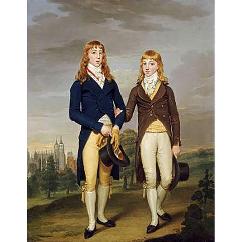 Portrait of Two Eton Schoolboys White Modern Wood Framed Art Print by Alleyne, Francis