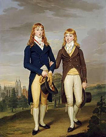 Portrait of Two Eton Schoolboys White Modern Wood Framed Art Print with Double Matting by Alleyne, Francis