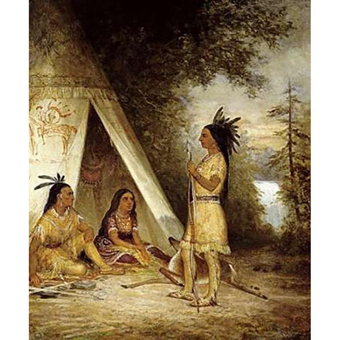 The Betrothal of Hiawatha White Modern Wood Framed Art Print by American School