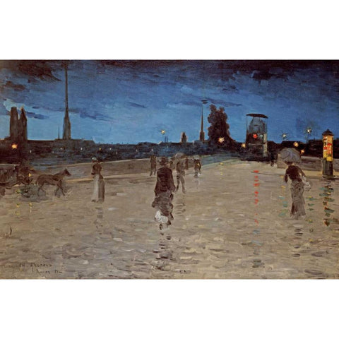 Le Pont De Pierre, Rouen Black Modern Wood Framed Art Print with Double Matting by Angrand, Charles