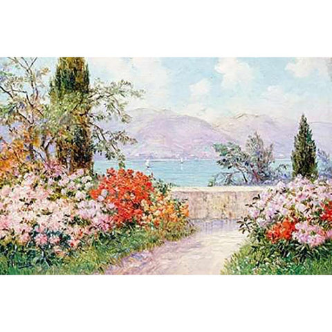 The Gardens of The Villa Melzi on Lake Como Black Modern Wood Framed Art Print with Double Matting by Arnold, Friederich