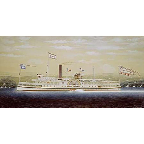 Paddle Steamboat White Modern Wood Framed Art Print by Bard, James