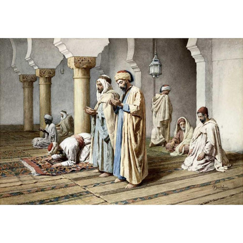 Arabs at Prayer Gold Ornate Wood Framed Art Print with Double Matting by Bartolini, Frederico