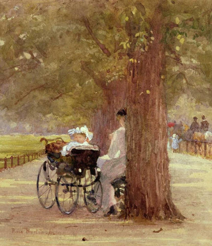 A Rest In The Row Black Ornate Wood Framed Art Print with Double Matting by Bartom, Rose Maynard