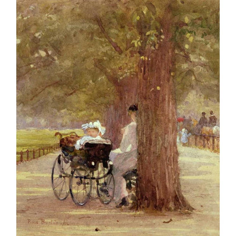 A Rest In The Row Gold Ornate Wood Framed Art Print with Double Matting by Bartom, Rose Maynard