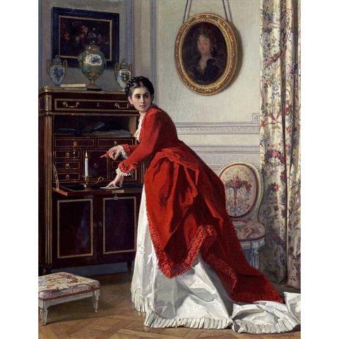 The Letter Gold Ornate Wood Framed Art Print with Double Matting by Baugniet, Charles