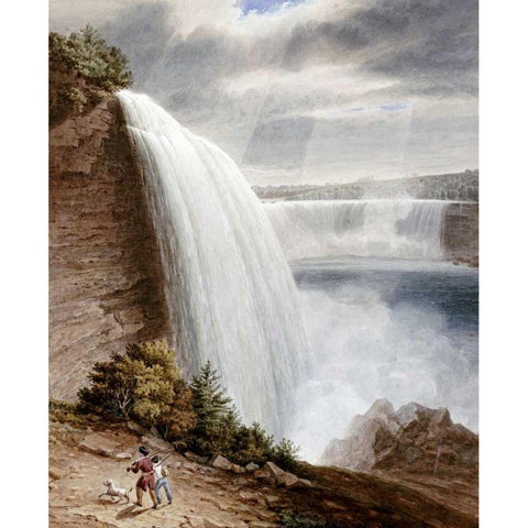 Niagara Falls Black Modern Wood Framed Art Print with Double Matting by Bennett, William James