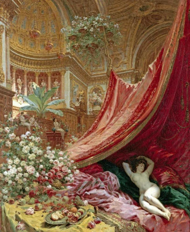 Decadence White Modern Wood Framed Art Print with Double Matting by Beraud, Louis