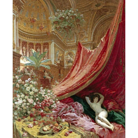 Decadence Black Modern Wood Framed Art Print by Beraud, Louis