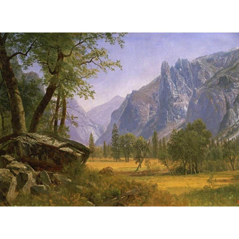 Yosemite Valley Gold Ornate Wood Framed Art Print with Double Matting by Bierstadt, Albert