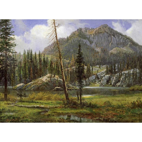 Sierra Nevada Mountains Gold Ornate Wood Framed Art Print with Double Matting by Bierstadt, Albert