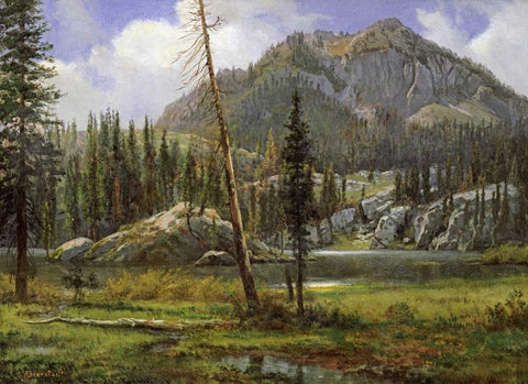 Sierra Nevada Mountains White Modern Wood Framed Art Print with Double Matting by Bierstadt, Albert