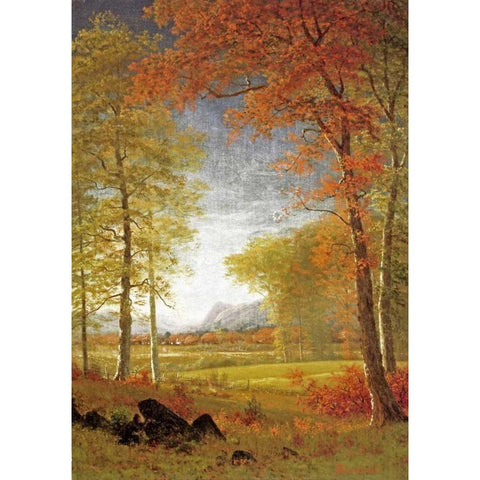 Autumn In America, Oneida County, New York Black Modern Wood Framed Art Print with Double Matting by Bierstadt, Albert