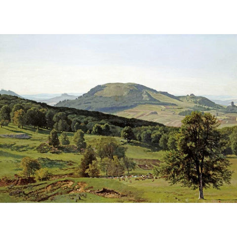 Landscape - Hill and Dale Gold Ornate Wood Framed Art Print with Double Matting by Bierstadt, Albert