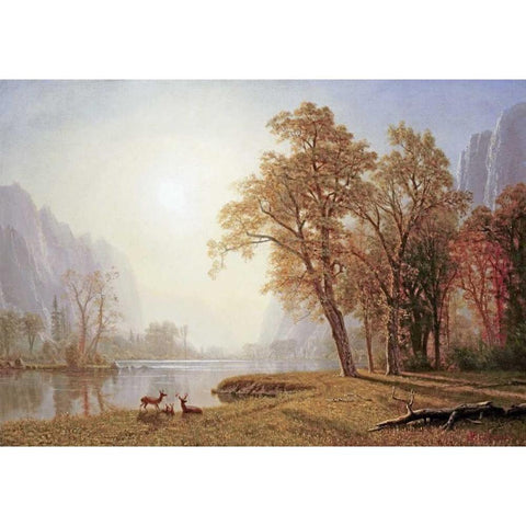 Yosemite Valley Black Modern Wood Framed Art Print by Bierstadt, Albert