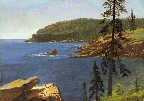 California Coast White Modern Wood Framed Art Print with Double Matting by Bierstadt, Albert