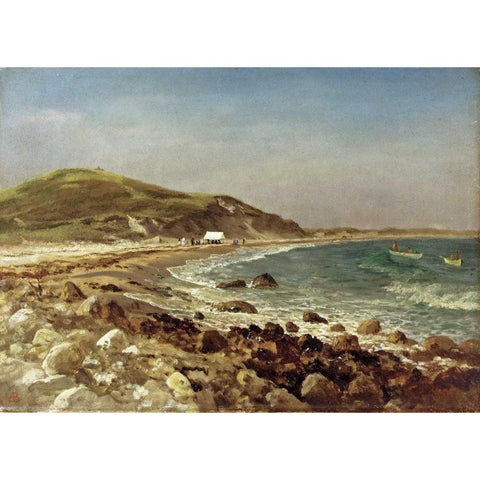 Coastal Scene White Modern Wood Framed Art Print by Bierstadt, Albert
