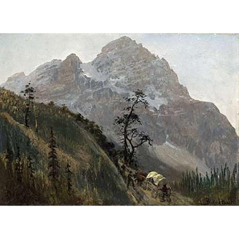 Western Trail, The Rockies Gold Ornate Wood Framed Art Print with Double Matting by Bierstadt, Albert