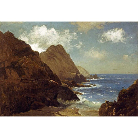 Farallon Islands White Modern Wood Framed Art Print by Bierstadt, Albert