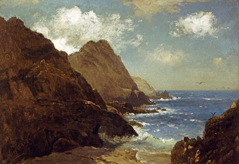Farallon Islands Black Ornate Wood Framed Art Print with Double Matting by Bierstadt, Albert